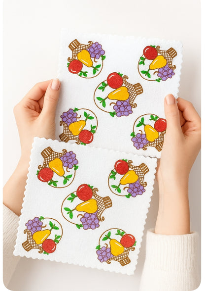 Prosop bumbac cosulet cu fructe, 35 cm x 35 cm