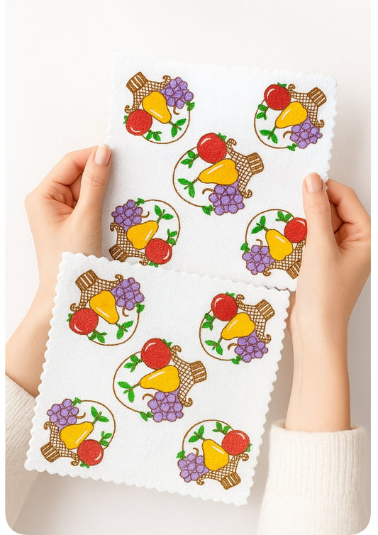Prosop bumbac cosulet cu fructe, 35 cm x 35 cm