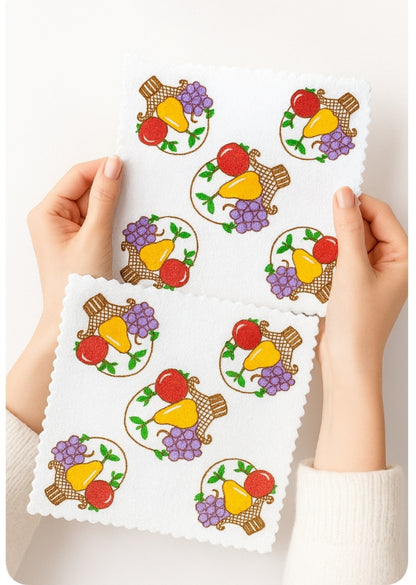 Prosop bumbac cosulet cu fructe, 35 cm x 35 cm