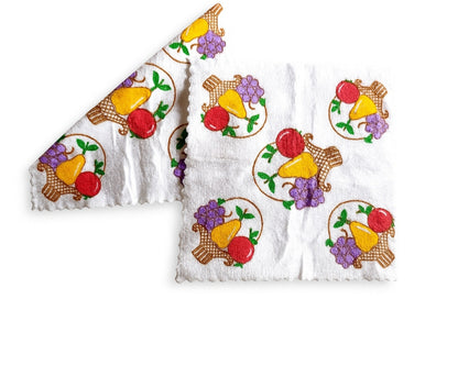 Prosop bumbac cosulet cu fructe, 35 cm x 35 cm