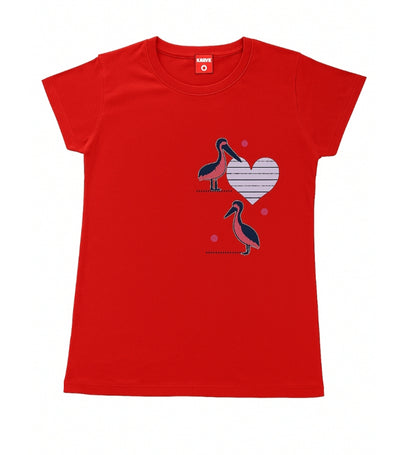 Pijama damă bumbac moale, roșu, 2 piese, tricou mânecă scurtă și pantalon 3/4, confortabilă
