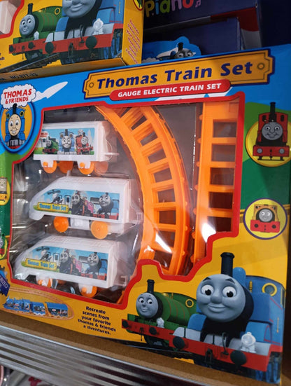 🚂 Trenuleț pe șine pentru copii – set Thomas Train, locomotivă motorizată cu vagoane și sine 💕
