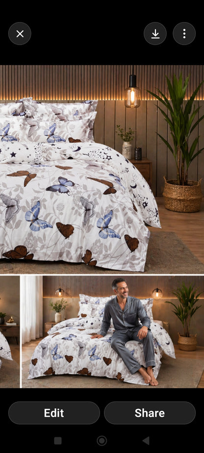 Lenjerie de pat , 6 piese , bumbac finet, pentru pat mare